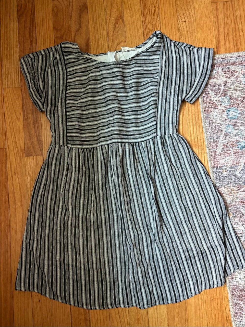 Altar'd State Black & White Striped Short Sleeve Casual Dress